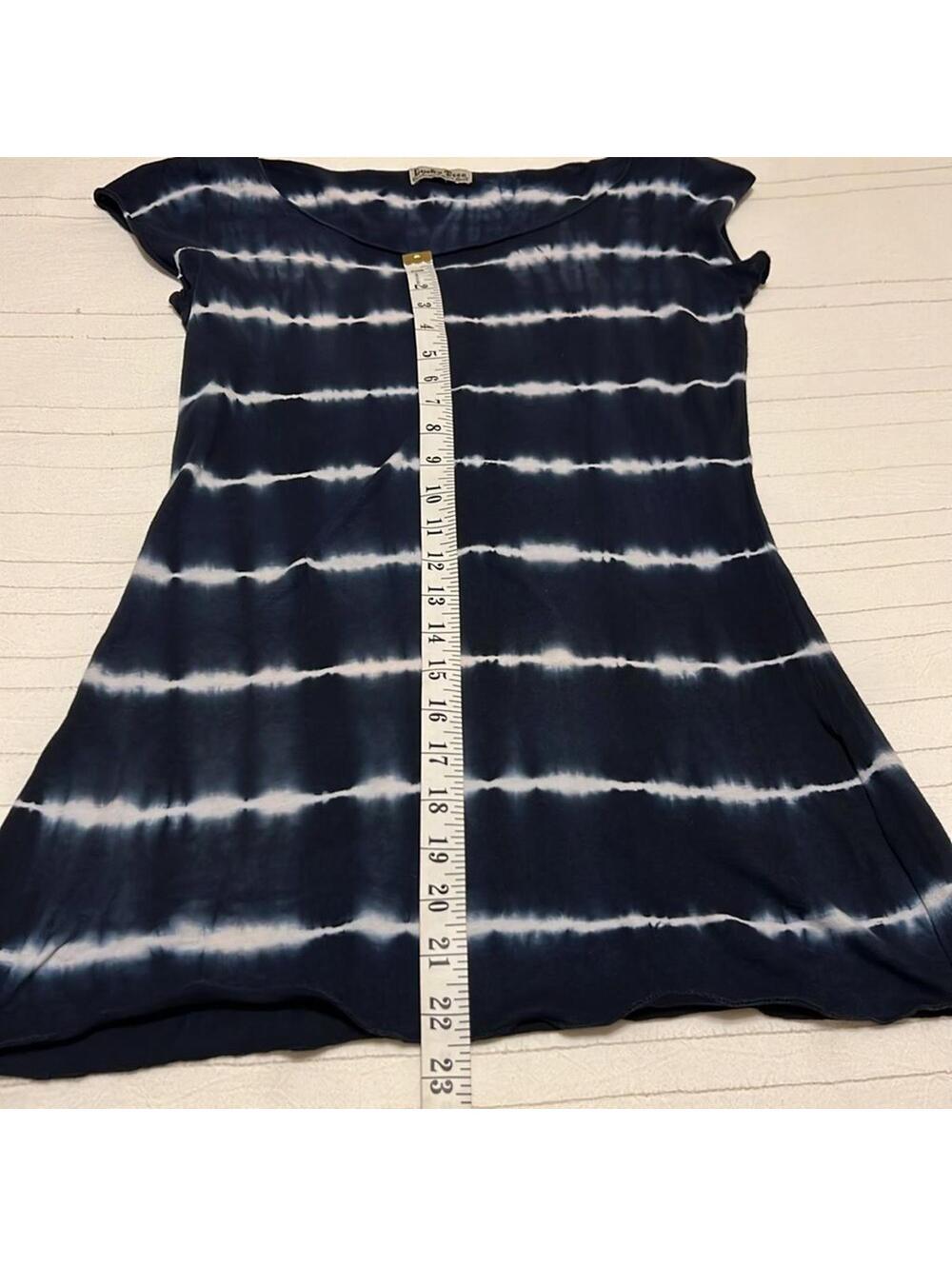 Lucky Brand Lucky Tees Navy Shibori Tie Dye Cap Sleeve Tunic Top Women's - Picture 5 of 6